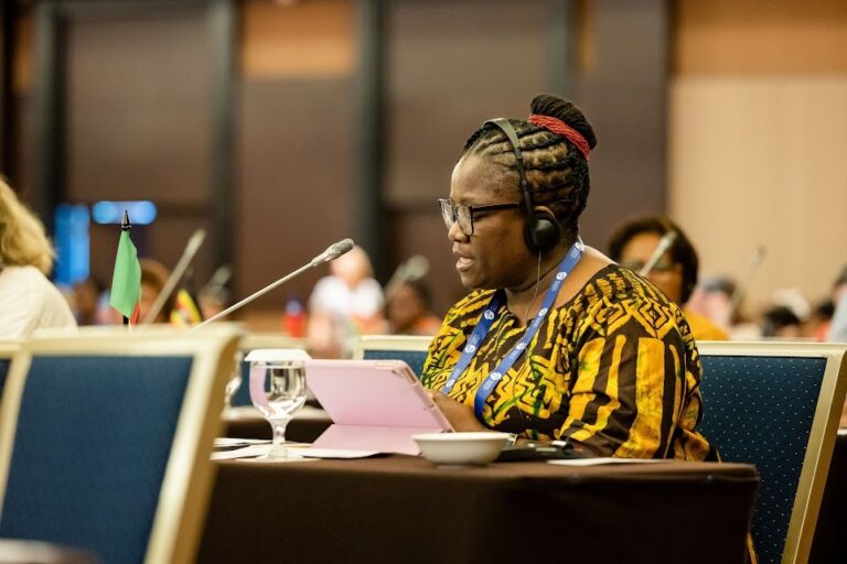 President Dr. Sarah Nyirongo Ngoma making a contribution during the council meeting prior to the triennial Congress in Bali 2023